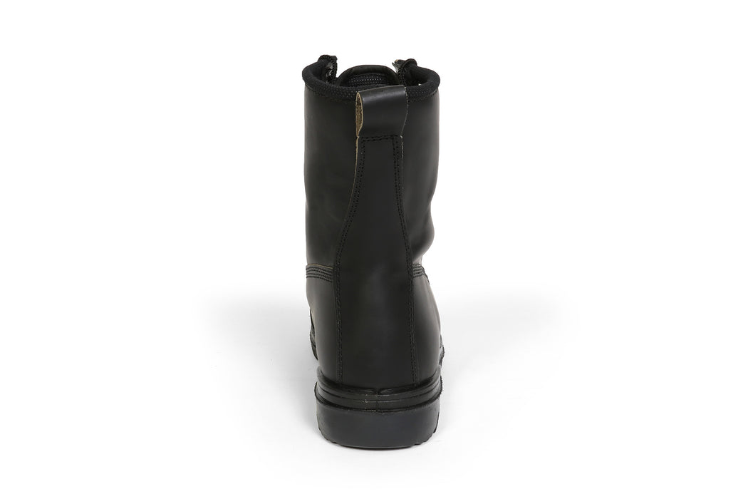 Black leather steel toe boot by Bucks