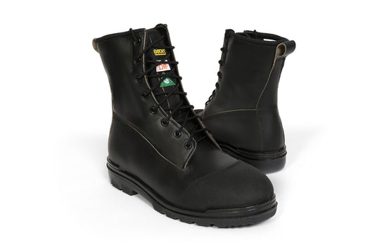 Black leather steel toe boot by Bucks