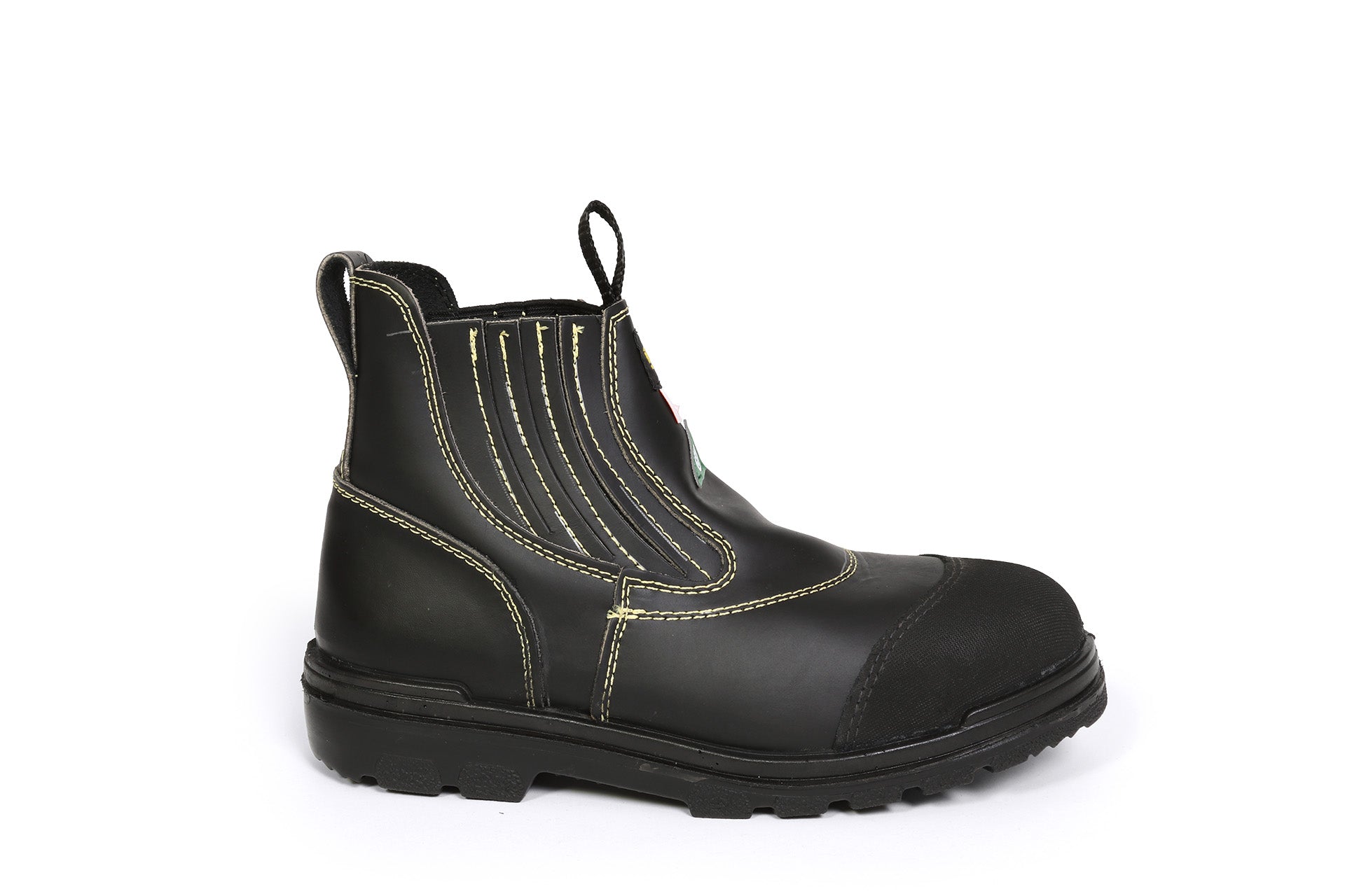 Black slip on steel toe boots hotsell